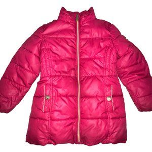 Michael Kors Girls Puffer Jacket No Hood Elastic Cuffs Pink Girls 5/6